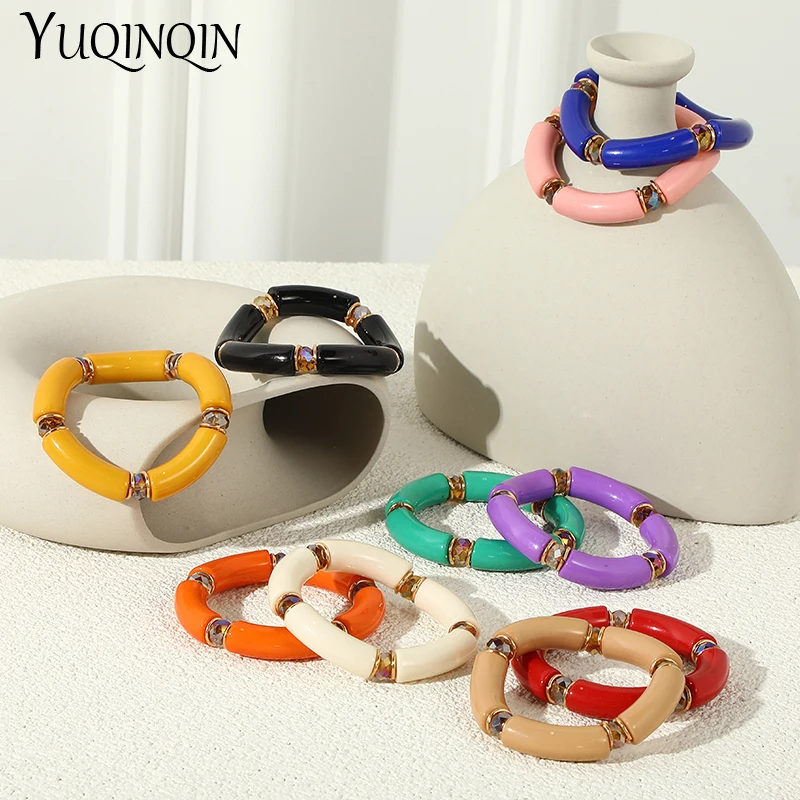 Женские винтажные браслеты из акриловой смолы элегантные регулируемые в