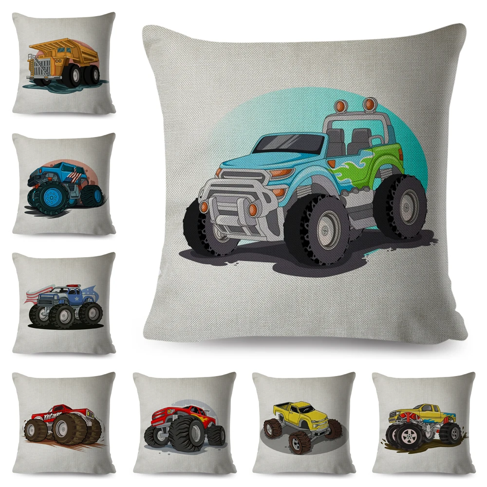 Мультяшный чехол для подушки с изображением монстра грузовика дивана дома