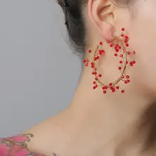 Женские серьги с бусинами ZA большие круглые ручной работы в