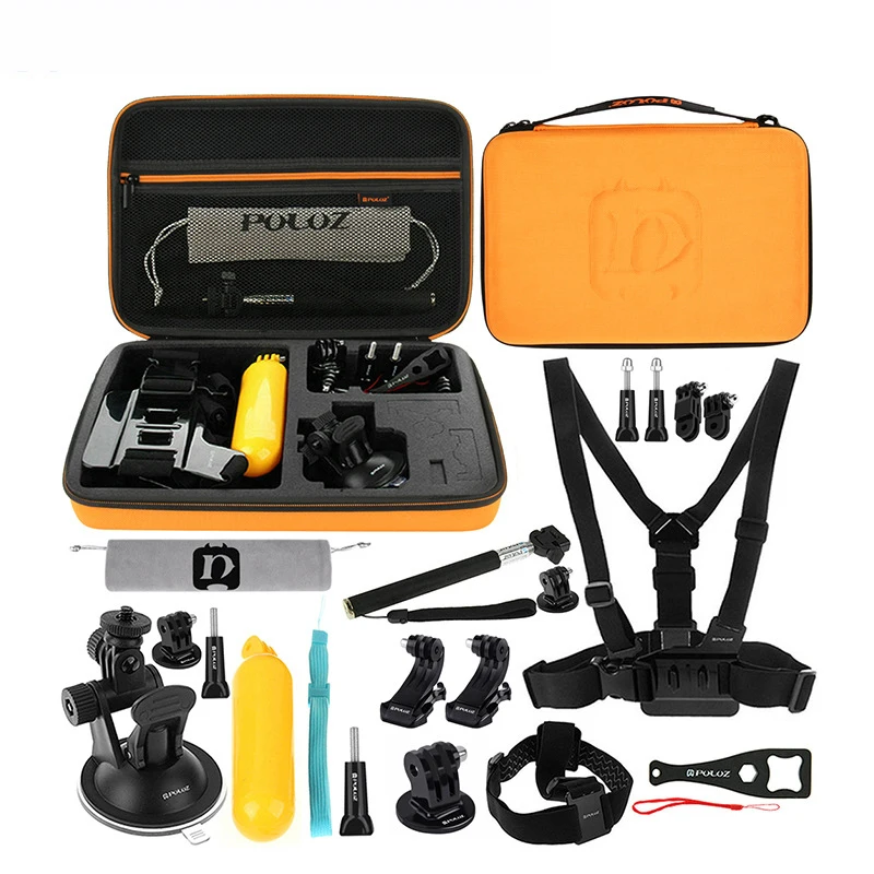 Набор аксессуаров для спортивной камеры GoPro 20 в 1 комплект HERO7 /6 /5 Xiaoyi и других экшн