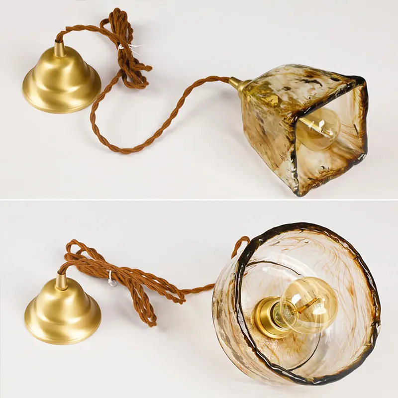 Винтажные подвессветильник светильники из золотого Витражного Стекла кухонные