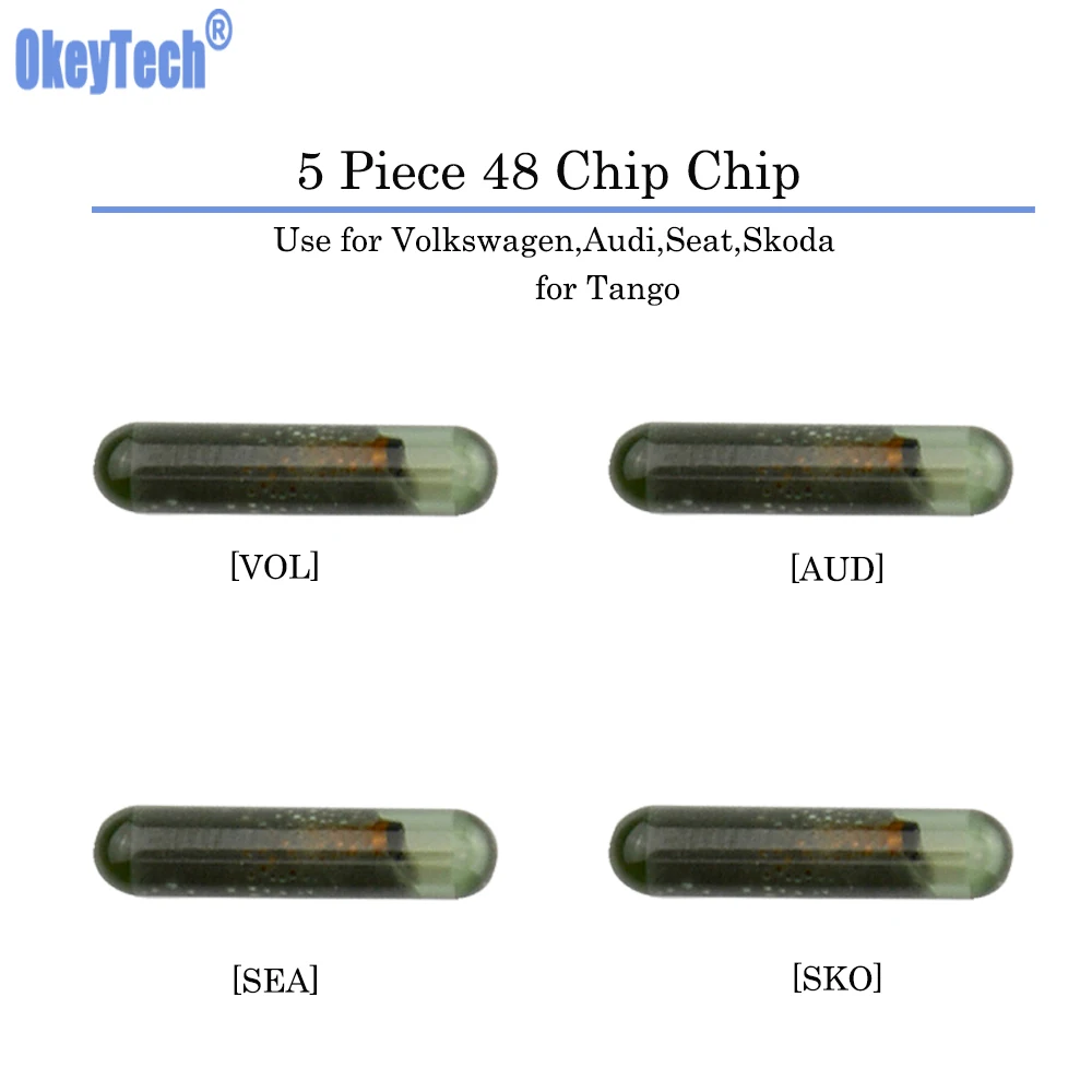 OkeyTech 5 шт./лот ID48 стеклянный чип транспондер Автомобильный ключ для Volkswagen V W Audi Skoda
