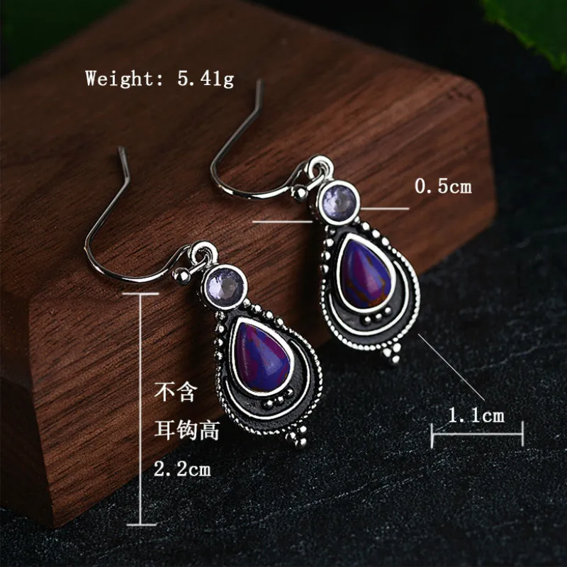 S925 Charoite серьги женские модные фиалки серьги ананас уха украшения Серебряные Серьги с драгоценными камнями