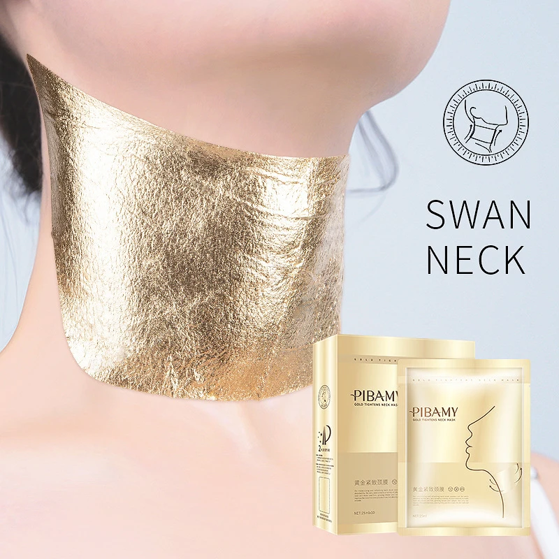 24K Gold Foil Neck Mask for Wrinkles Firming Neck Lift Anti Aging Whitening Neck Skin Care 10PCS PACK
