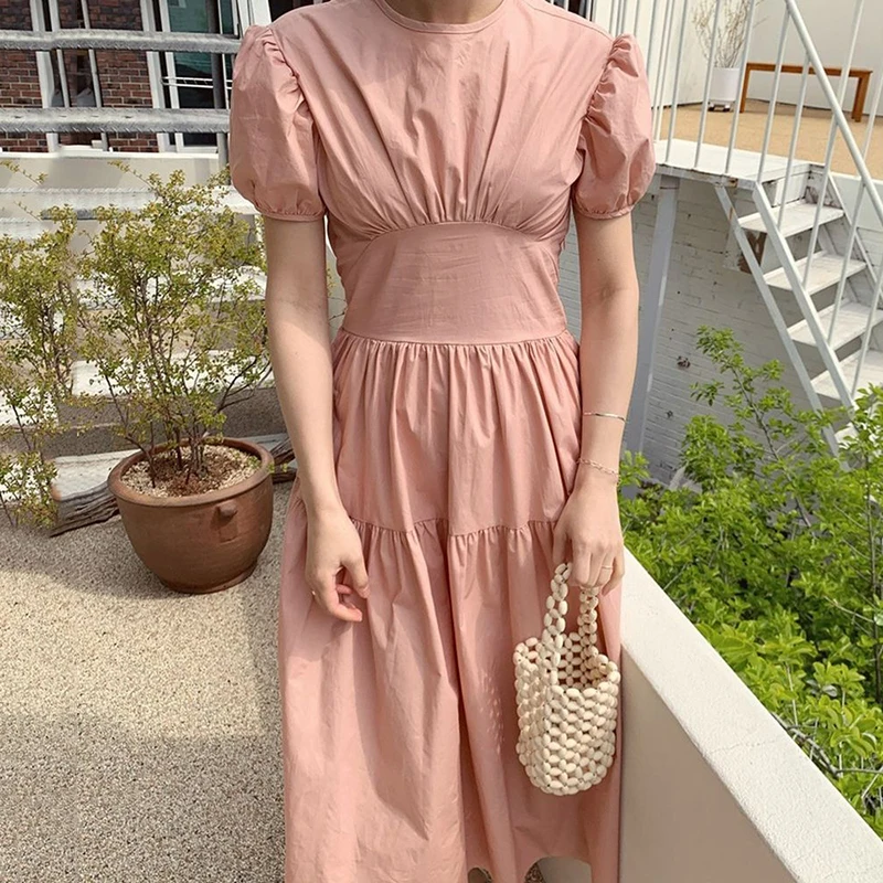 Женское винтажное платье SHENGPALAE длинное тонкое с высокой талией и рукавами