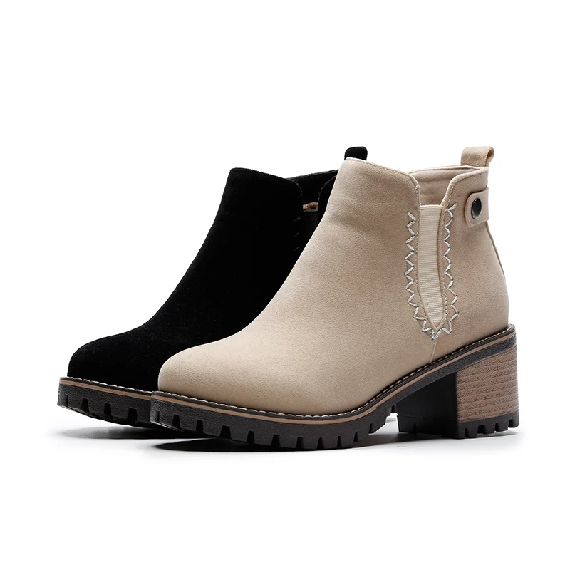 WETKISS/женские ботильоны на толстой платформе высокие ботинки с круглым носком