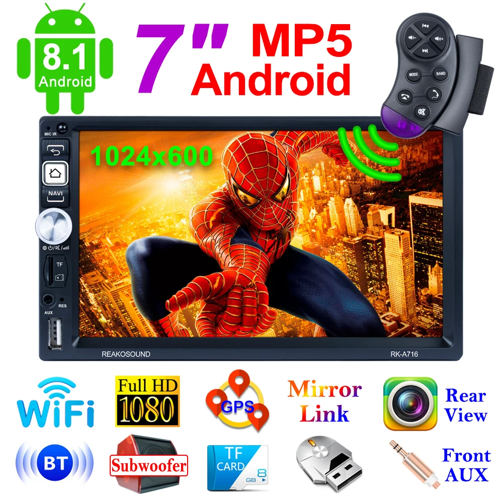 7 дюймов Универсальный Авто Радио стерео GPS навигатор Android 8 1 автомобиля Mp5 плеер 2