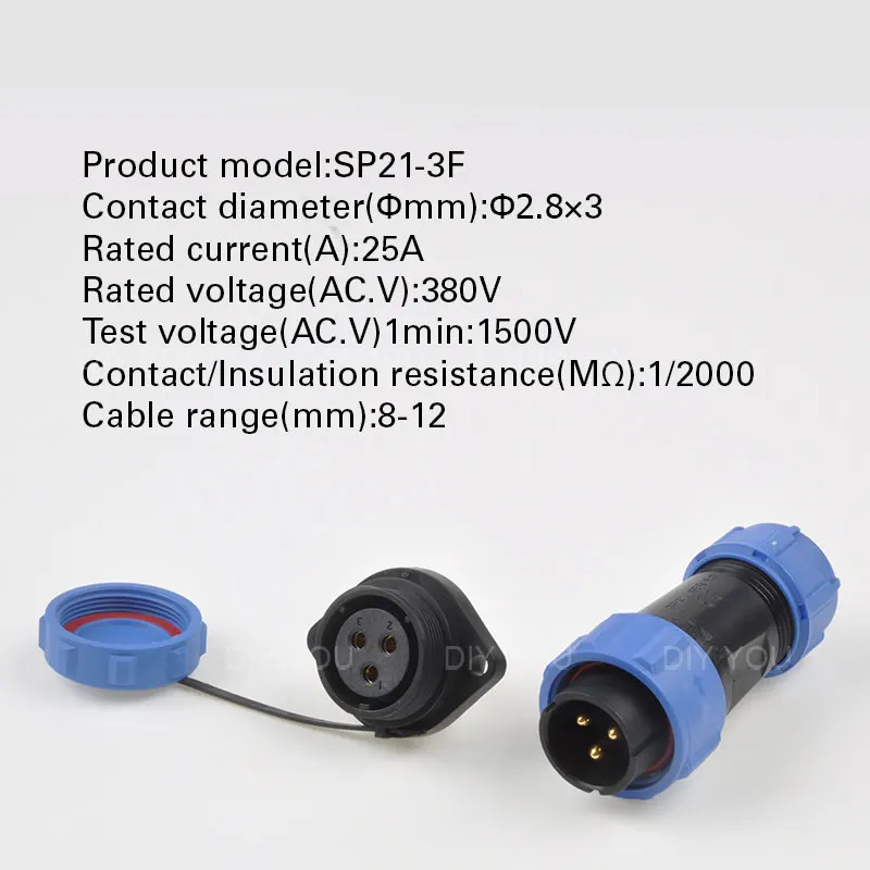SP21 Водонепроницаемый разъем IP68 2/3/4/5/7/9/12 контактный кабель Разъемы разъем/разъем