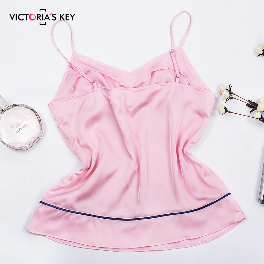 VICTORIA'S ключ розовый V Ночная Пижама с горловиной без рукавов из искусственного шелка, пижамы на бретельках, детский комплект одежды, топ и шорты женская пижама комплект лето-осень пижамный комплект