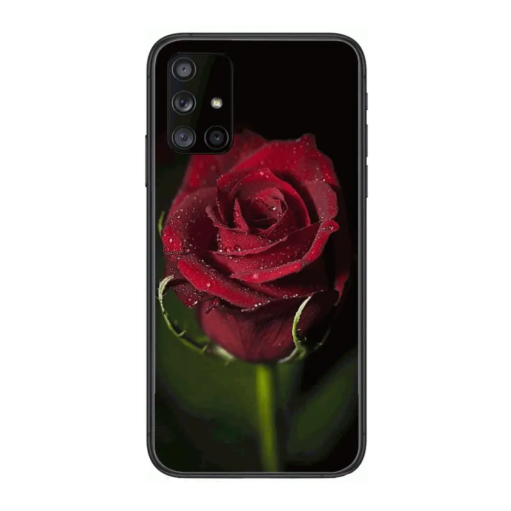 

Red Roses Flowers Phone Case Hull For Samsung Galaxy A 90 50 51 20 71 70 40 30 10 80 E 5G S Black Shell Art Cell Cover