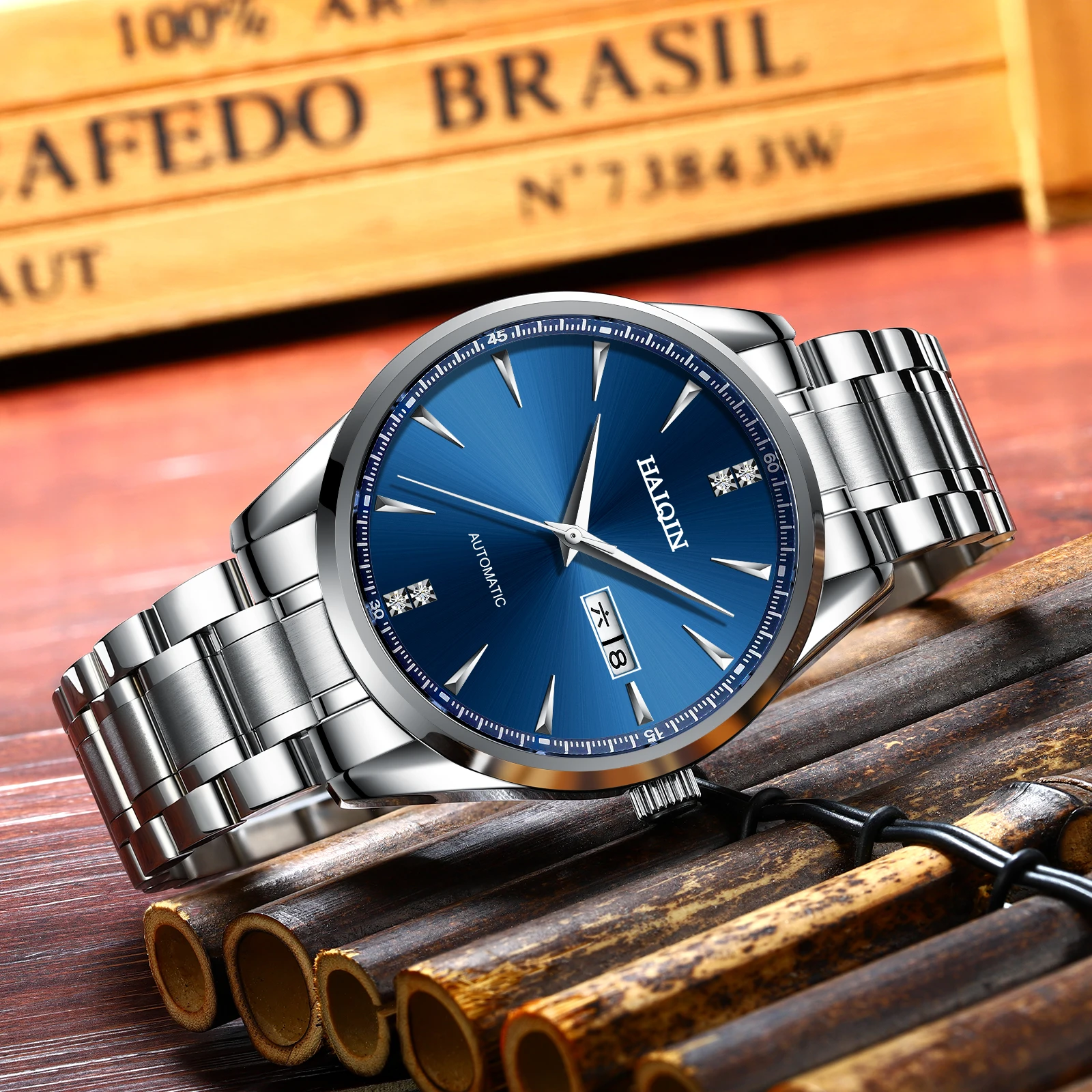 Часы наручные HAIQIN Мужские автоматические брендовые Роскошные водонепроницаемые