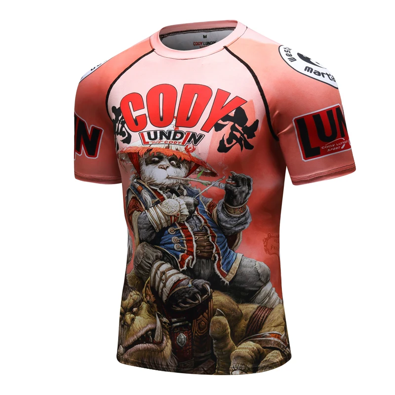 Футболка мужская компрессионная с рукавом реглан костюм 3D принтом панды