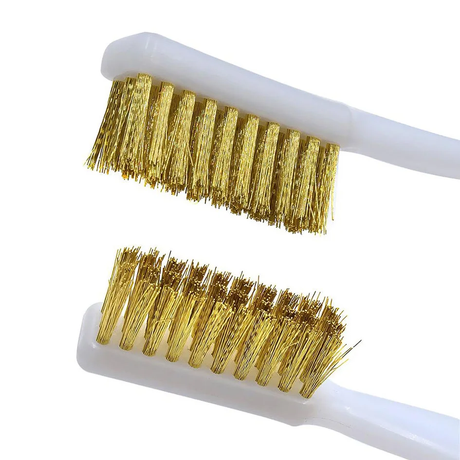 Щетка для чистки горячих сопел 3D принтера с проволочной щетиной из латуни, меди, стали и нейлона и пластиковой ручкой.