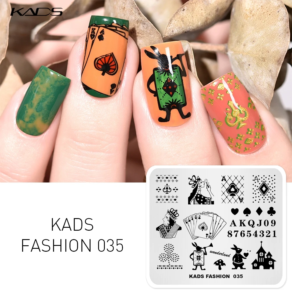 KADS 1 шт. модный покерный дизайн ногтей штамповка пластины дизайн ногтей штамп штамповка шаблон изображения пластины трафареты ногтей штамповка