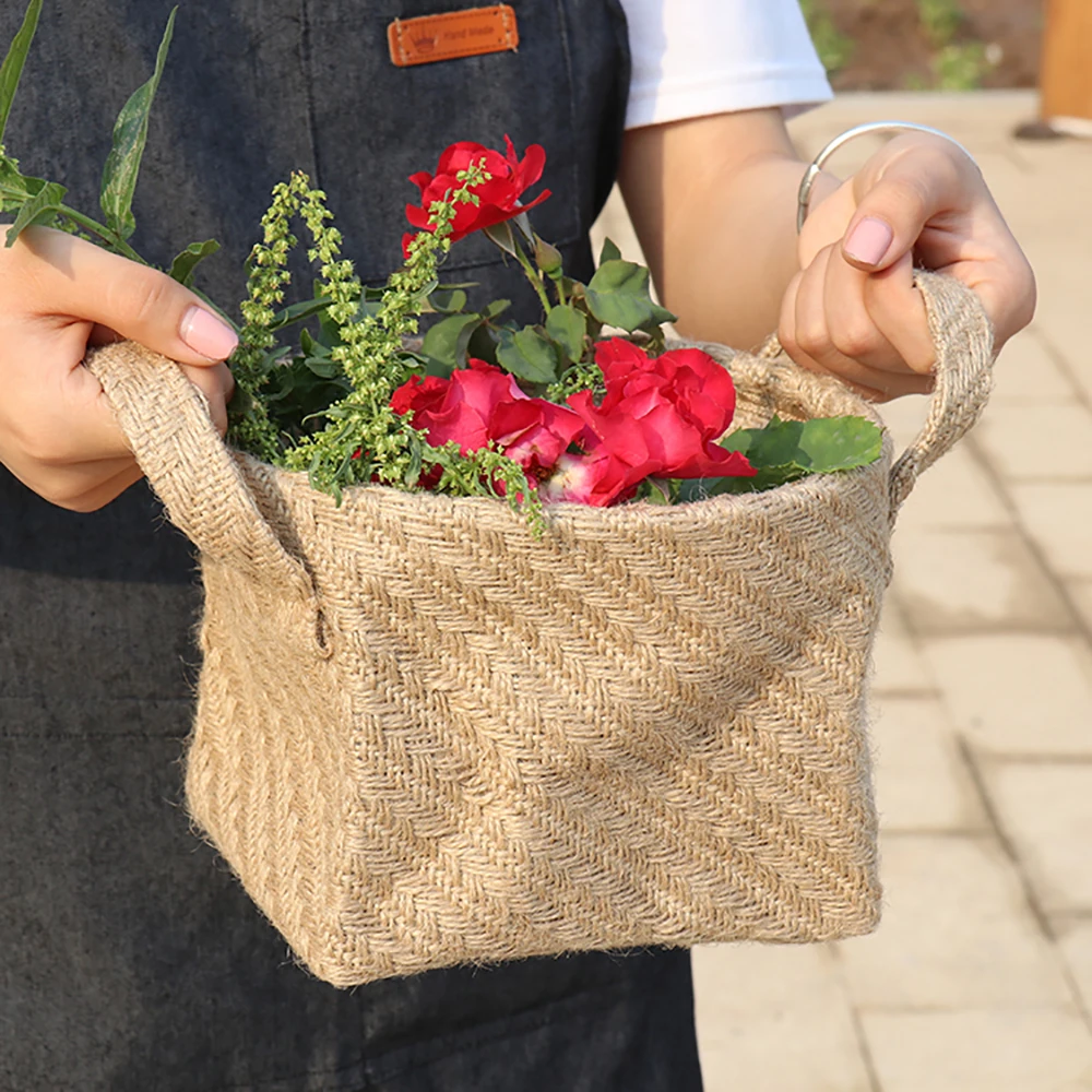 

Photo Props Storage Box Convenient Jute Woven Storage Basket Hemp Rope Pot Dirty Clothes Laundry Basket Large Capacity