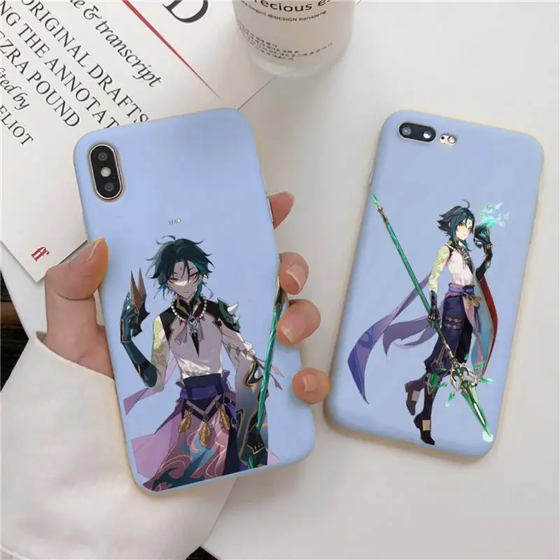 

Genshin impact Characters Silicone Phone Case for iPhone 11 Pro Max XR XS X Solid Color Capa for iPhone 6 6S 7 8 Plus Cover