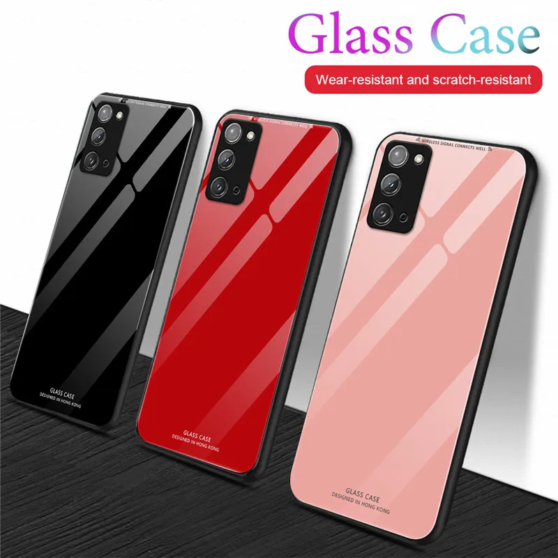 Solid Glossy Tempered Glass Phone Case For Xiaomi Redmi Note 9 9s 10 11 8 Pro Max Case for Redmi note 11 pro plus Back Cover