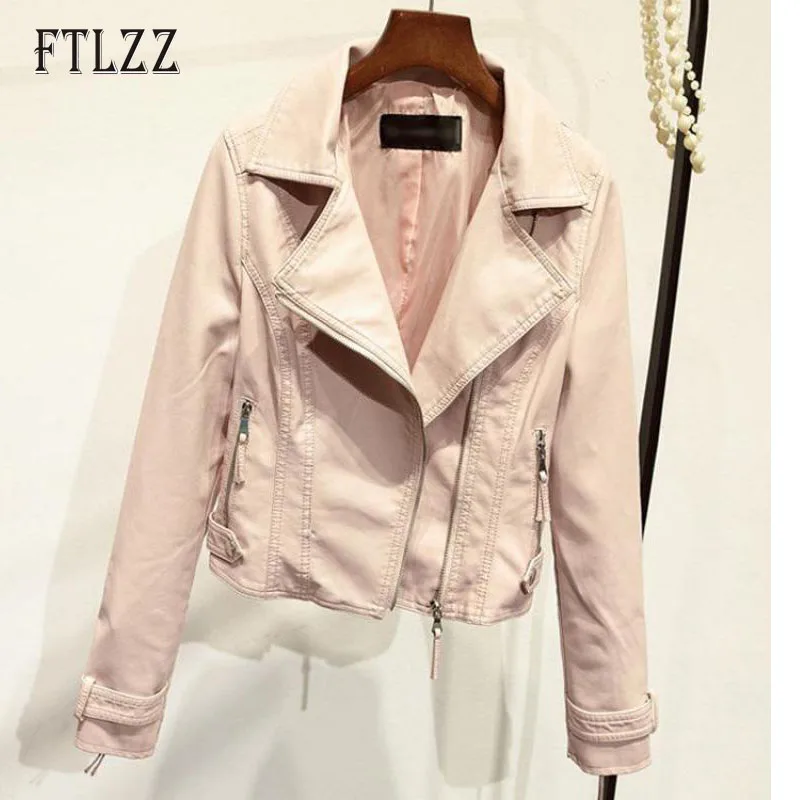 Модная свободная Короткая кожаная куртка для женщин весна-осень 2019 Дамская из