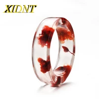xidnt 2021 new acrylic handmade wooden resin ring red rose flower interior resin ring transparent anniversary ring ladies gift