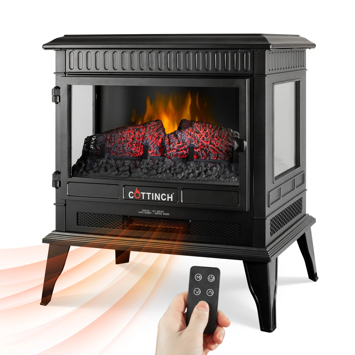 

Digital Electric Fireplace with Remote Control LED Emulational Flame Room Firebox Heater Stove Decoration Warm Air Blower
