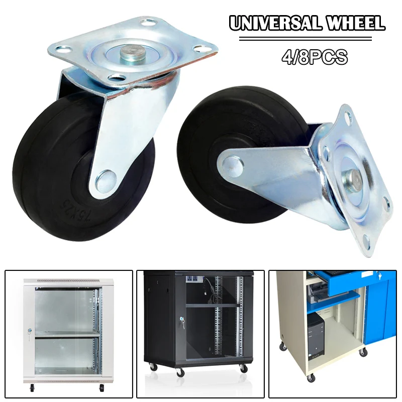 Поворотные роликовые колеса The Best резиновые с верхней пластиной подшипником