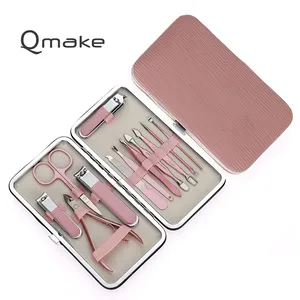 Qmake 11 шт . набор маникюрных инструментов для ногтей кусачки для ног ножницы пинцет педикюрный набор Профессиональный качественный чехол для путешествий