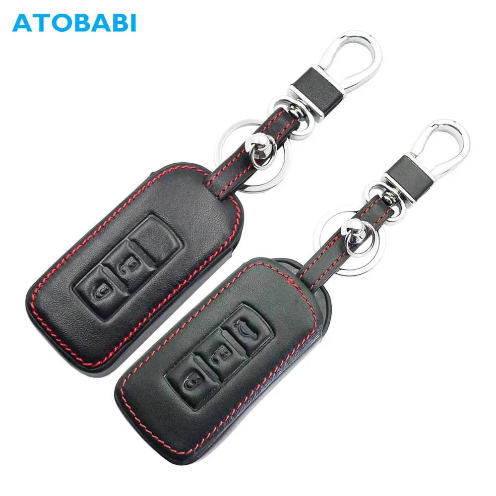 Кожаный чехол для автомобильного ключа Mitsubishi Outlander Lancer 10 Pajero Sport L200 ASX RVR Smart Remote Fobs