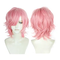 ayato yuri cosplay wig anime yarichin bitch bu club pink short heat resistant synthetic hair halloween party wigs wig cap