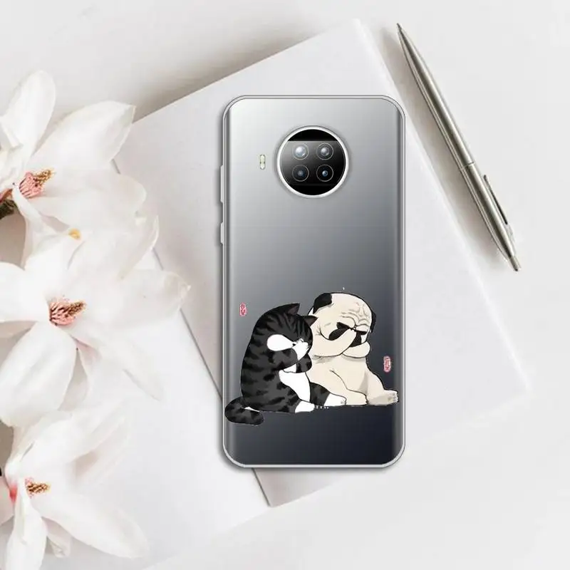 

Cute Cartoon Cat Dog Phone Case Transparent for Xiaomi mi Redmi note 10 t 8 9 pro lite 11 Samsung S 8 9 10 20 plus ultra