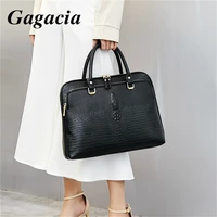 GAGACIA Fashion Business Womens Handbag Leather Briefcase For Woman Laptop Computer Handbags Ladies Office Work Commuter Bag