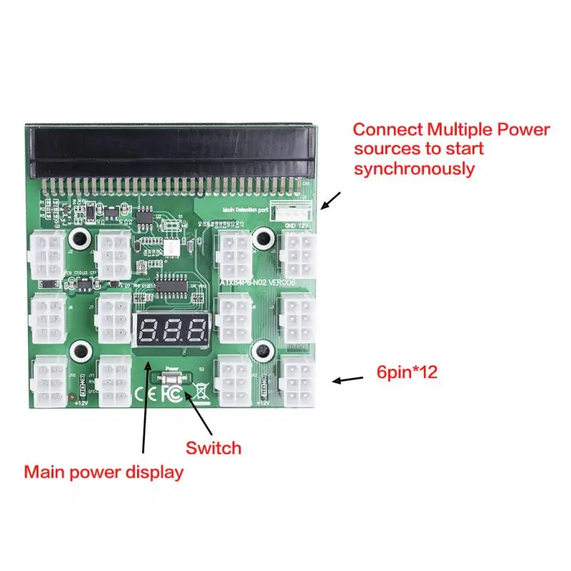 Power Module Breakout Board For HP 750W 1200W PSU Server Conversion 18AWG 6Pin To 6+2 8Pin Cable Mining Ethereum | Компьютеры и офис