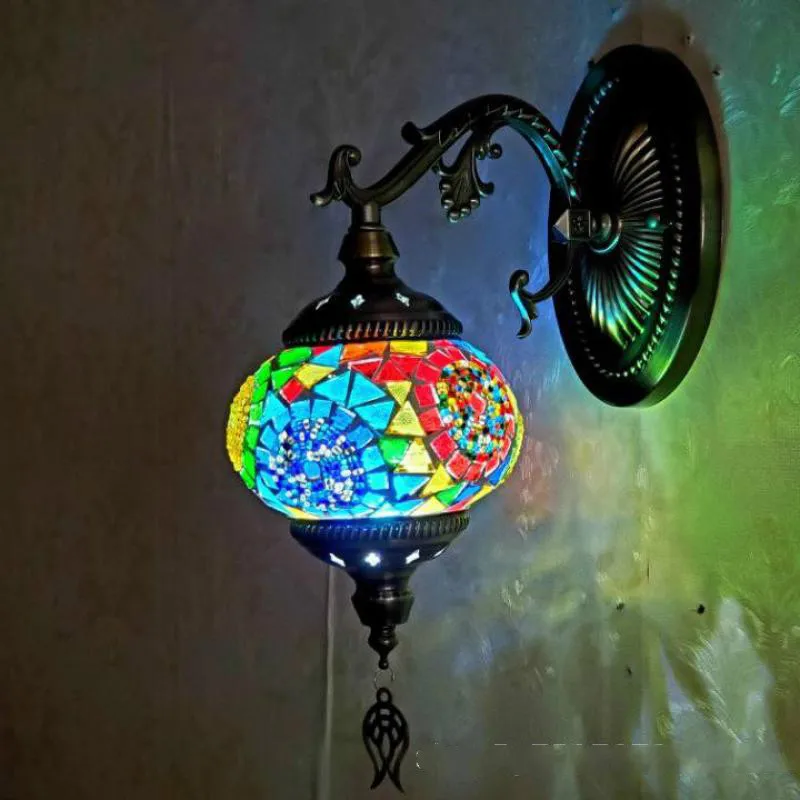 

Retro Restaurant Wall Lamp Turkish Decorative Aisle Mosaic Glass Led Wall Light Iluminacion Interior Hogar Led Stair Light