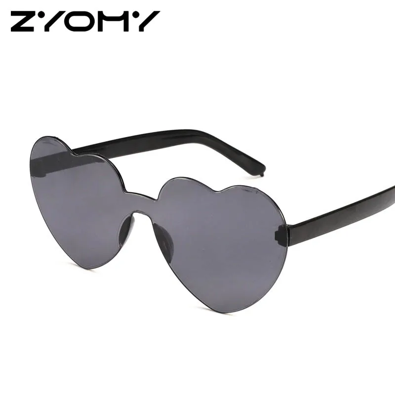 

Q Love Heart Luxury Gafas De Sol Mujer Uv400 New Sunglasses Women Frameless Goggle Candy Color Retro Brand Designer Eyewear