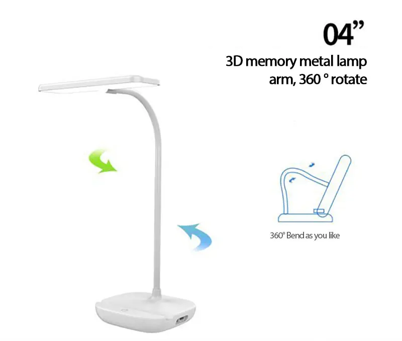 

LED Three-speed Touch Dimming Reading Light USB Charging Plugin White Warm Eye Protection Student Table Lamp Reading Supplies