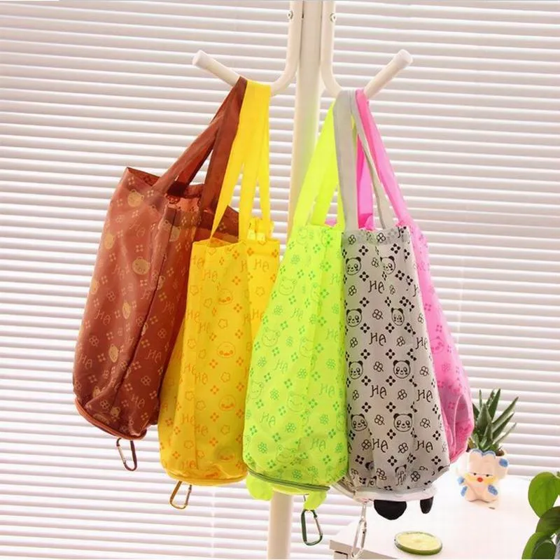 

4 Styles Eco-friendly Women Non-Woven Portable Large Capacity Durable Waterproof Big Head Storage Bags Folding Shopping Bag