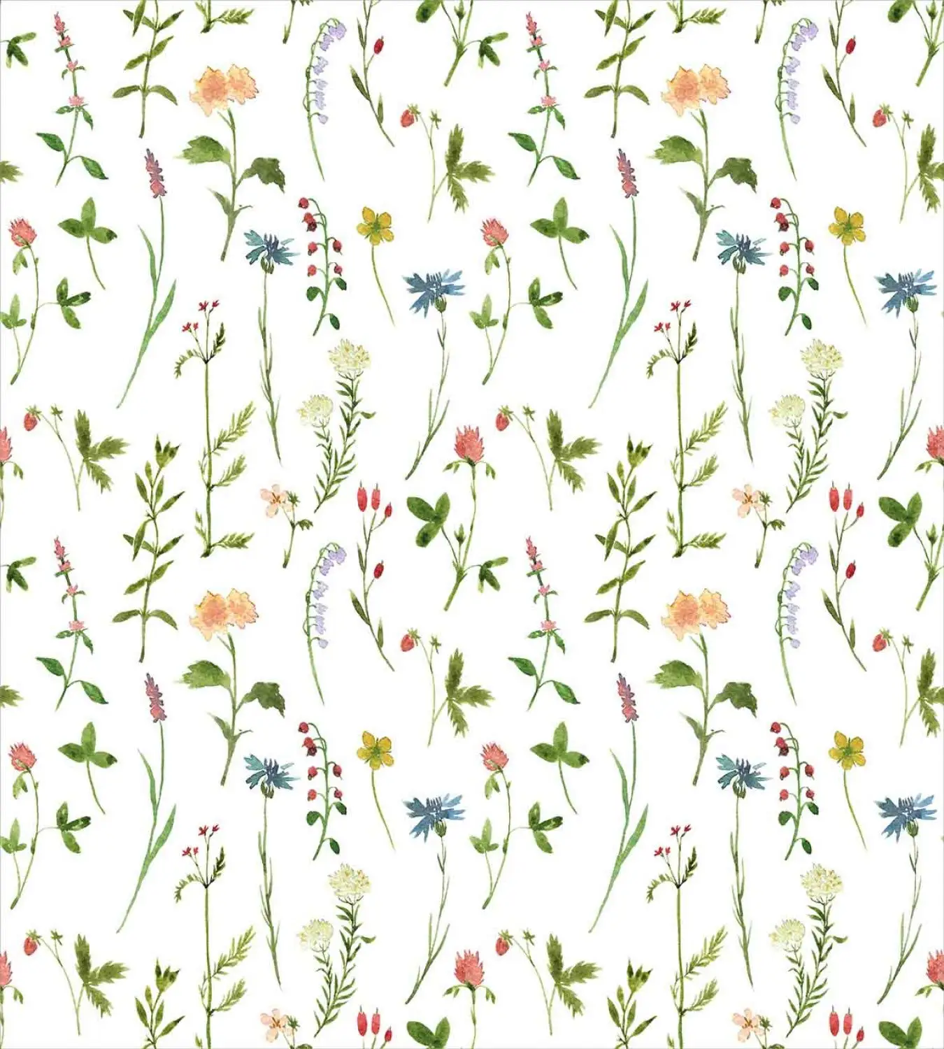 Floral Duvet Cover Set Spring Season Themed Watercolors Painting of Herbs Flowers Botanical Garden Artwork Decorative 3 Piece