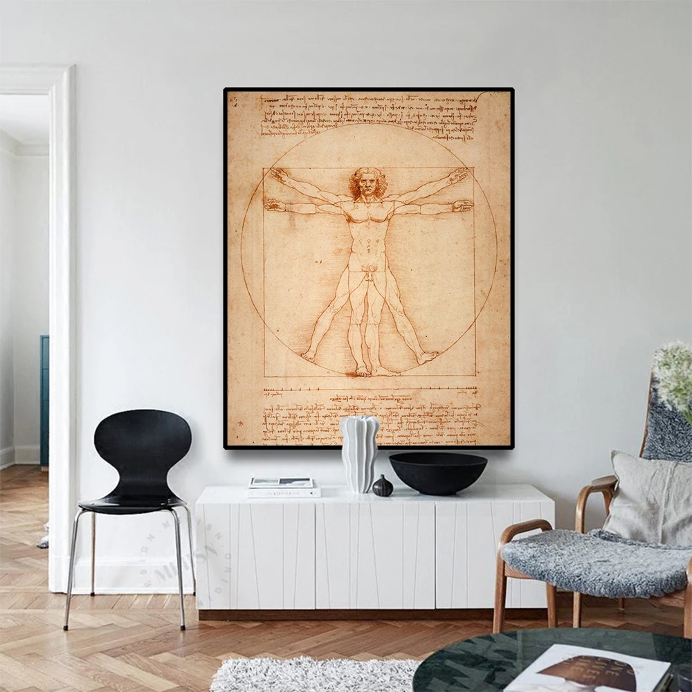 

Laeacco Vitruvius By Da Vinci Canvas Painting Calligraphy Posters and Prints Wall Art Pictures for bedroom Home Decor wall HD