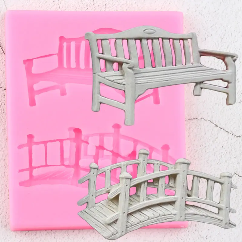Силиконовые 3D формы для скамейки и моста инструменты украшения мебели помадки