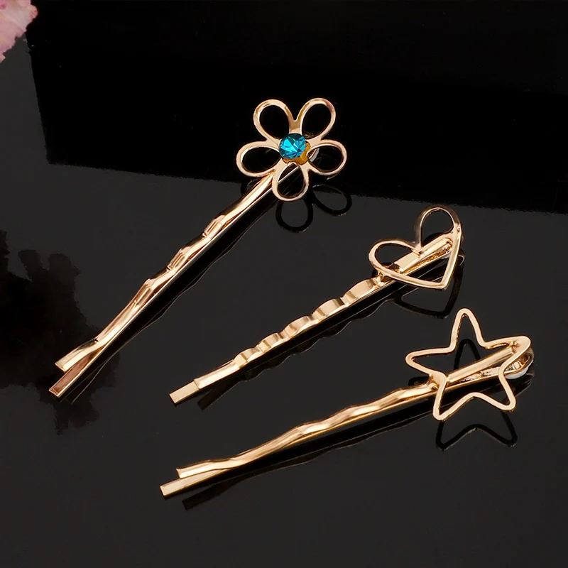 3 предмета в комплекте Стразы Звезды сердце цветы бабочка волосы на каждый день