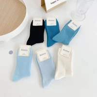 1 pairs cute cotton socks couple models sweat absorbent comfortable blue vertical striped college wind trend cotton socks