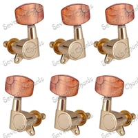 a set 6 pcs coffee big square button tuning pegs tuners machine heads for electric acoustic guitar gold 3r3l 2l4r 4l2r