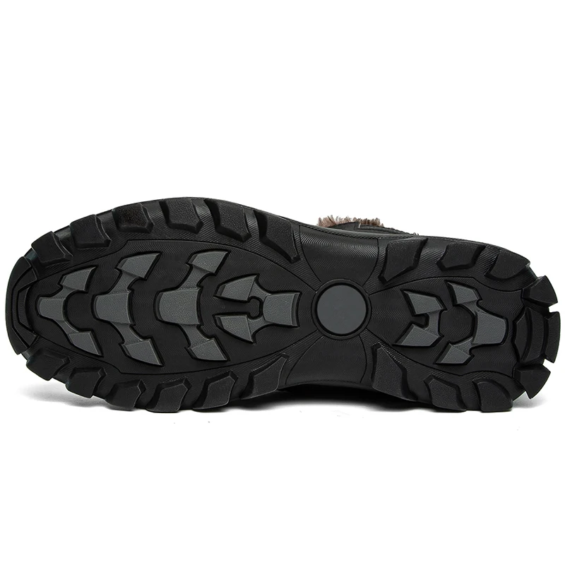 

2020 Hot Sale Snow Boots Men Black Khaki Outdoor Large Size Boots Men Warm With Fur Mens Leather Boots Anti Slip Trekking Shoe