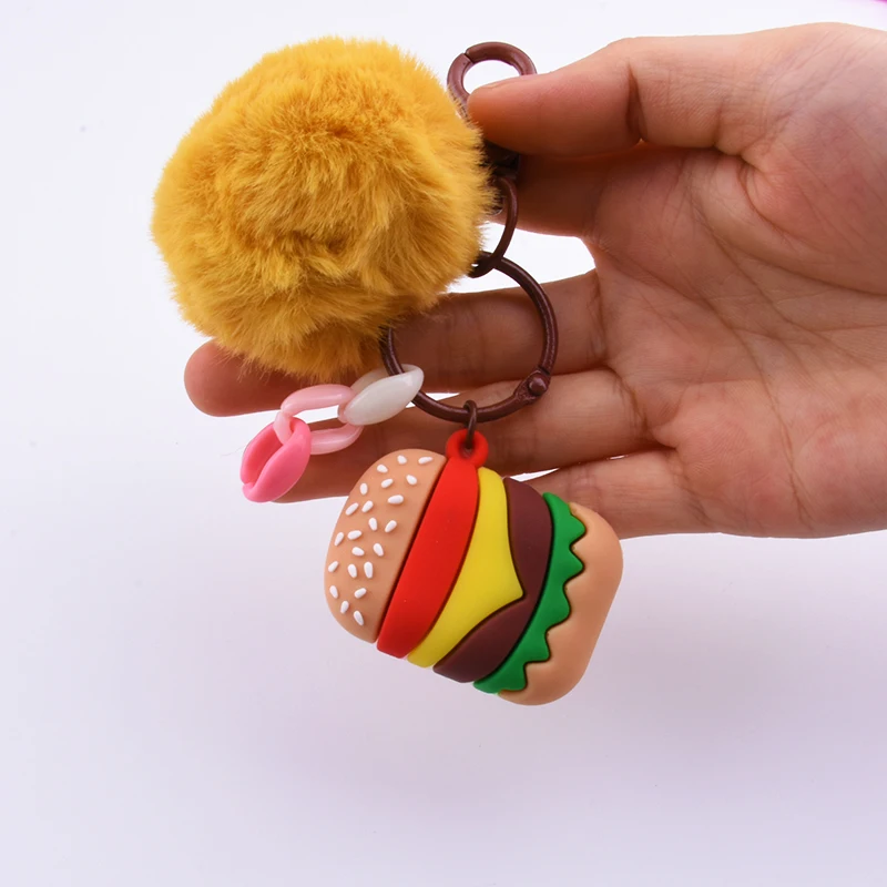 Брелок для ключей с имитацией еды попкорна картошки фри гамбургера креативная