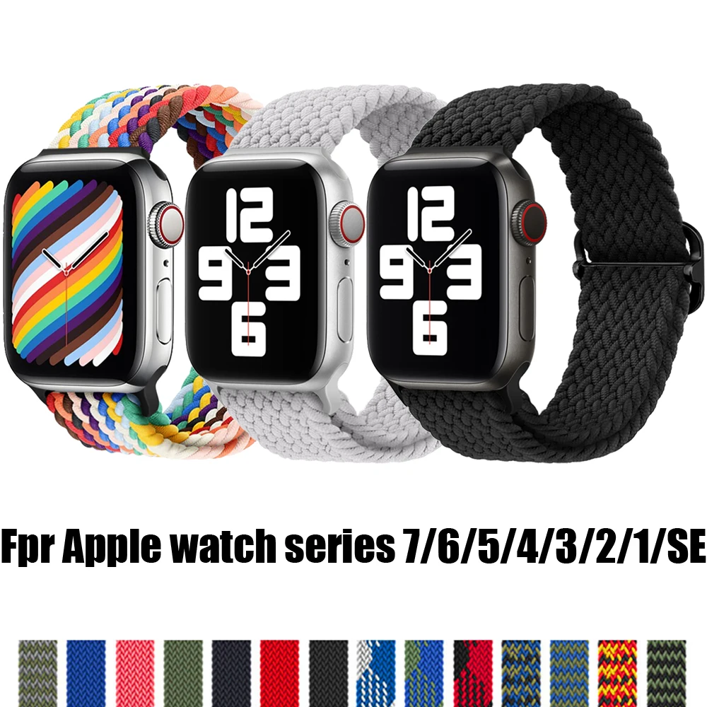 

Ремешок Solo Loop для Apple Watch Band 45 мм 41 мм 44 мм 40 мм 42 мм 38 мм, нейлоновый эластичный плетеный браслет для iwatch series 7/6/5/4/3/2/1/SE