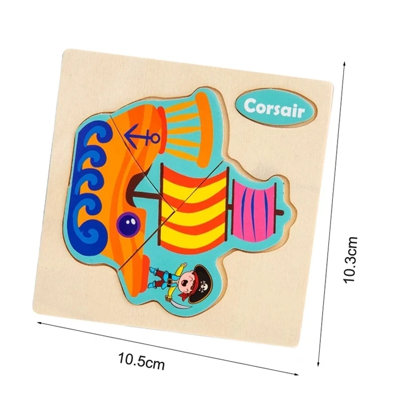 Baby Toys Wooden 3D Jigsaw Puzzle Cartoon Animal Traffic Tangram Puzzles Early Learning Educational For Children | Игрушки и хобби