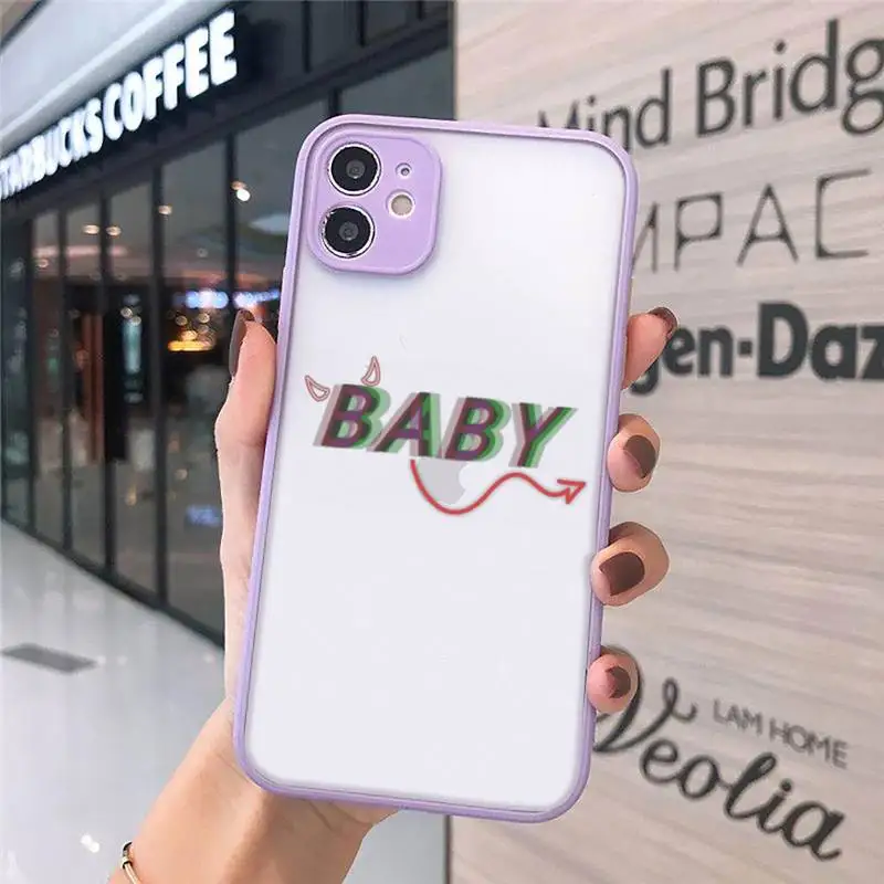 

Babe babygirl honey line Text art Phone Case Matte Transparent for iPhone 7 8 11 12 s mini pro X XS XR MAX Plus cover funda