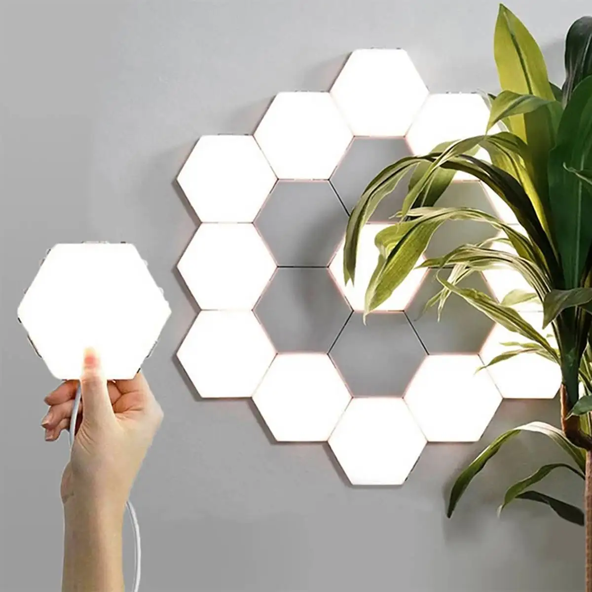 

4PCS DIY Modular LED Touch Wall Lamp Hexagonal Honeycomb Magnetic Quantum Night Light Living Room Background Light Home Decor