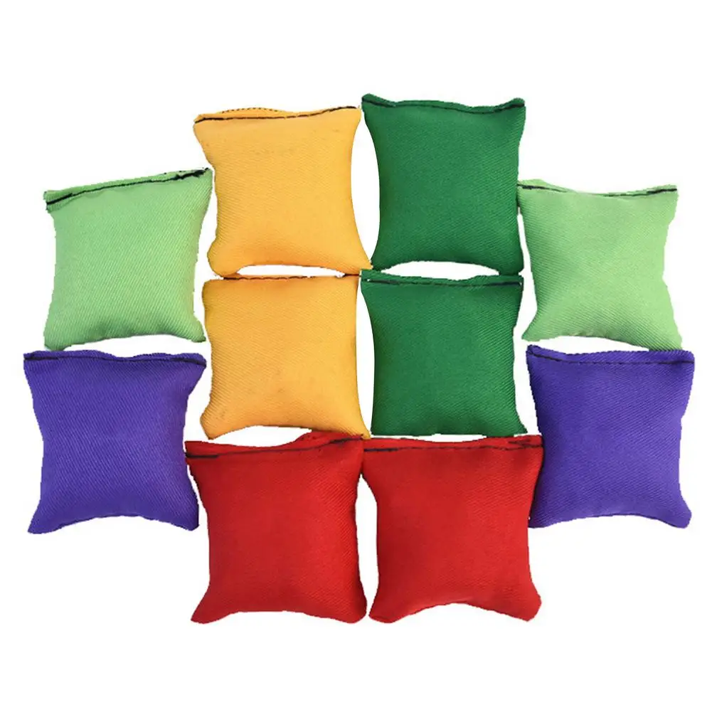 

10pcs/lot New Colorful Bean Bags Toy Square Random Solid Color Cornhole Bags Throwing Sandbags Toys For Kids Outdoor Sport Toy