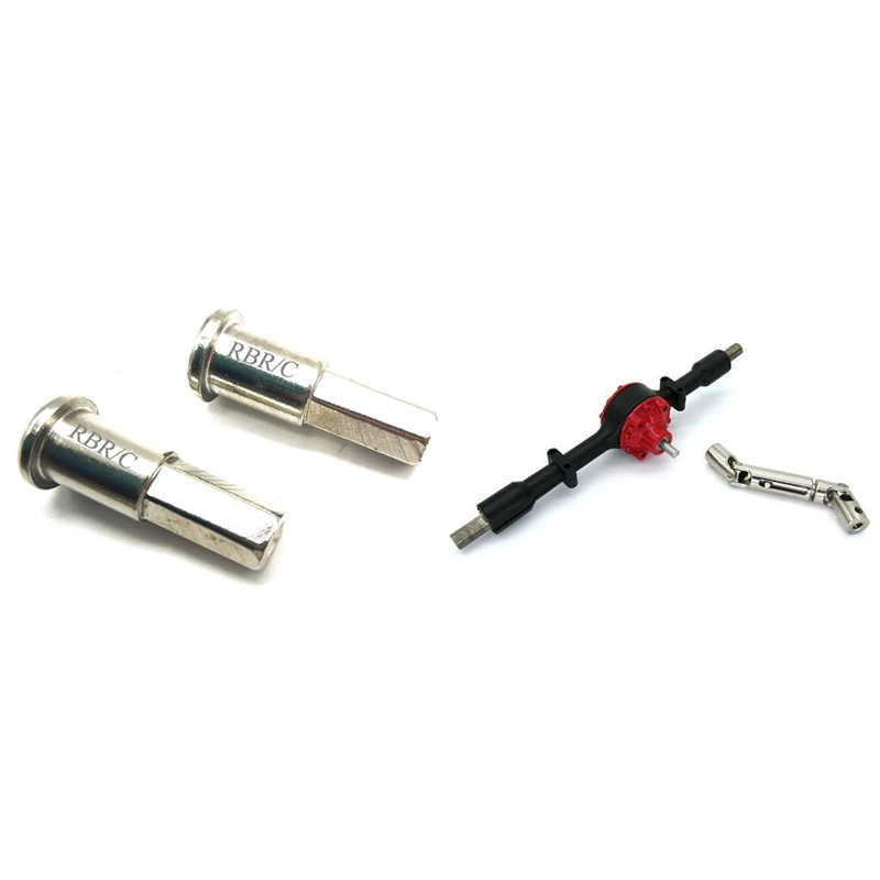 

2PCS Metal Wheel Hex Adapter for 1/10 RC Truck Car WPL D12 & 1 Set Metal Rear Bridge Axle with Steel Gear