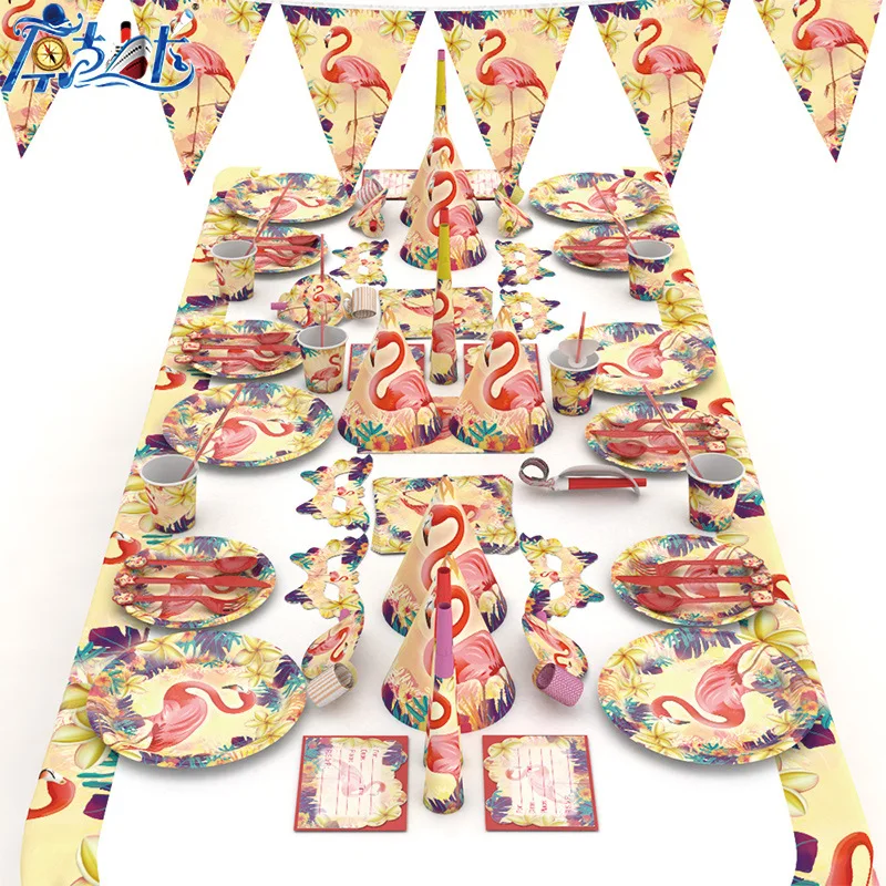 Новые Вечерние принадлежности фламинго тематическая вечеринка на день рождения